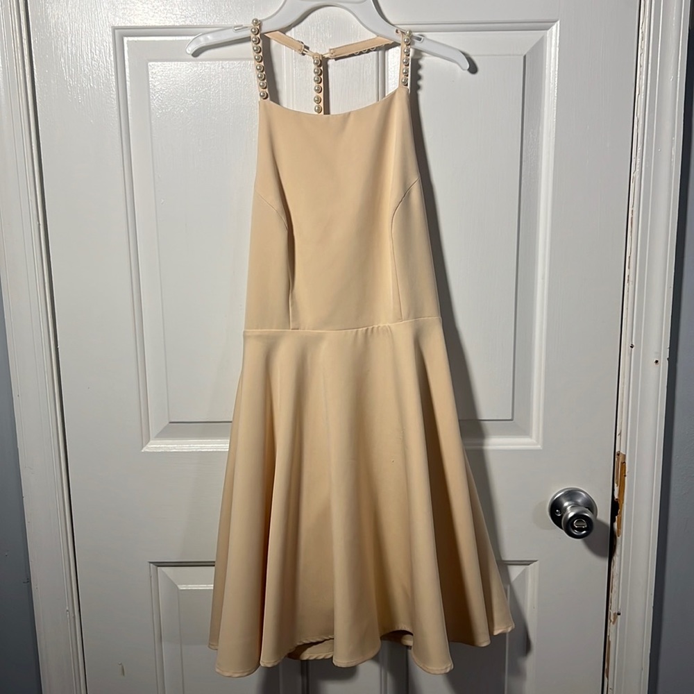 Open back cream colored pearl Lulus dress